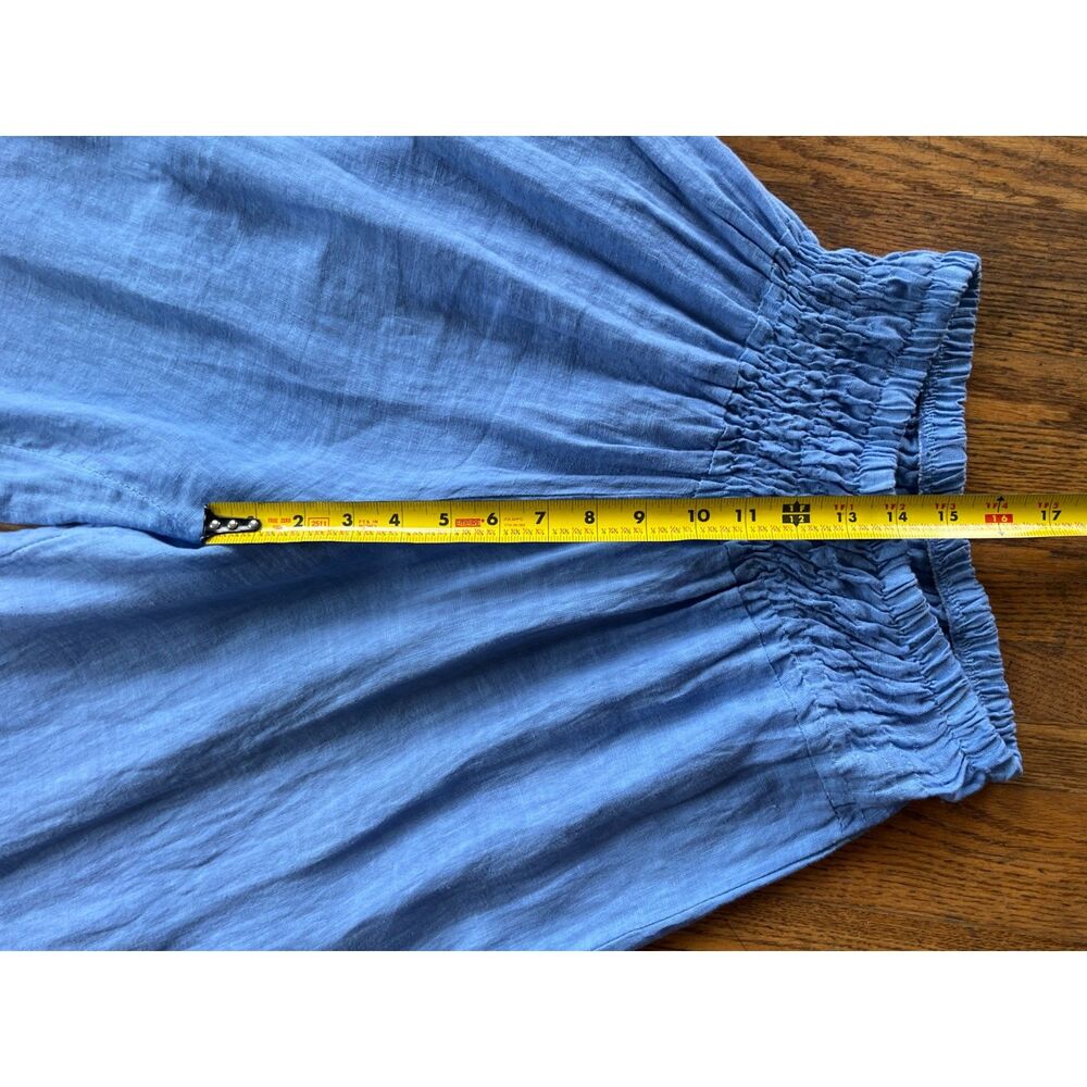 Made In Italy Blue 100% Linen Wide Leg Pants Trousers Women's Size Small - Picture 8 of 12